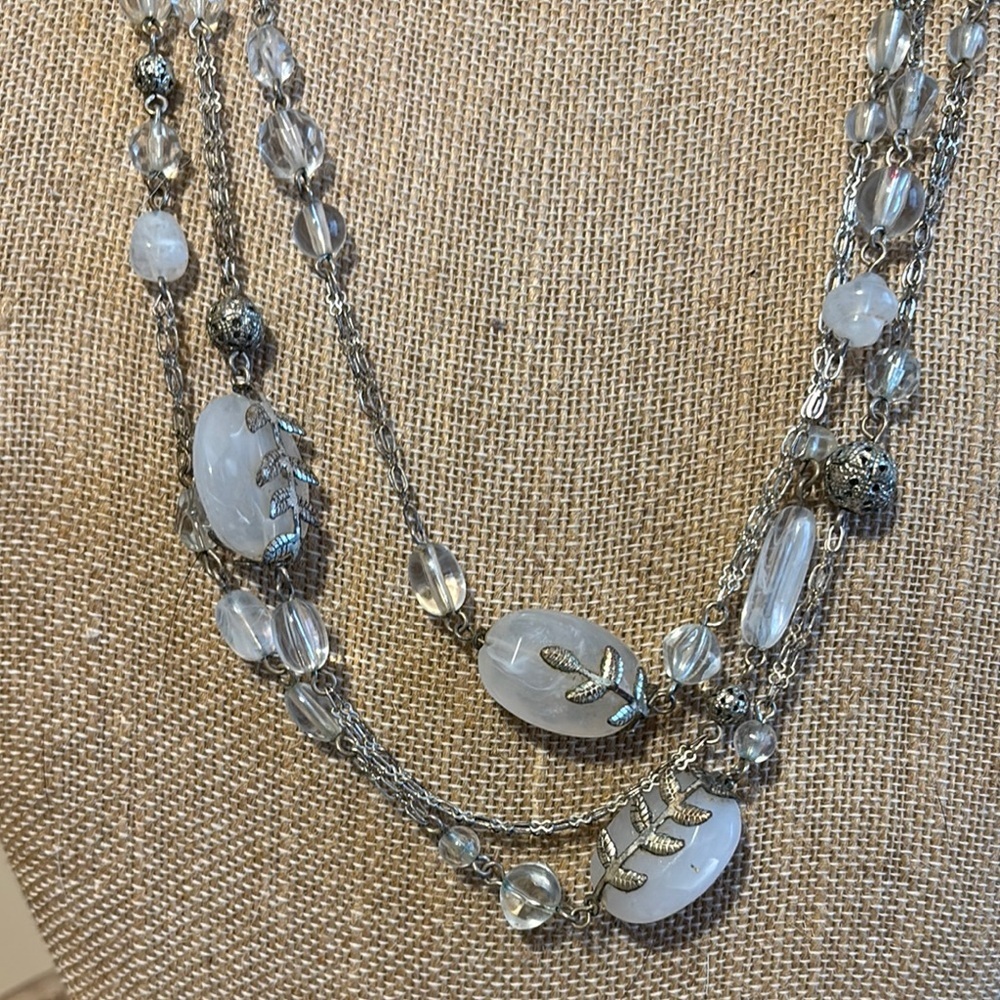 Elegant Silver and Clear Beaded Necklace - Picture 3 of 4